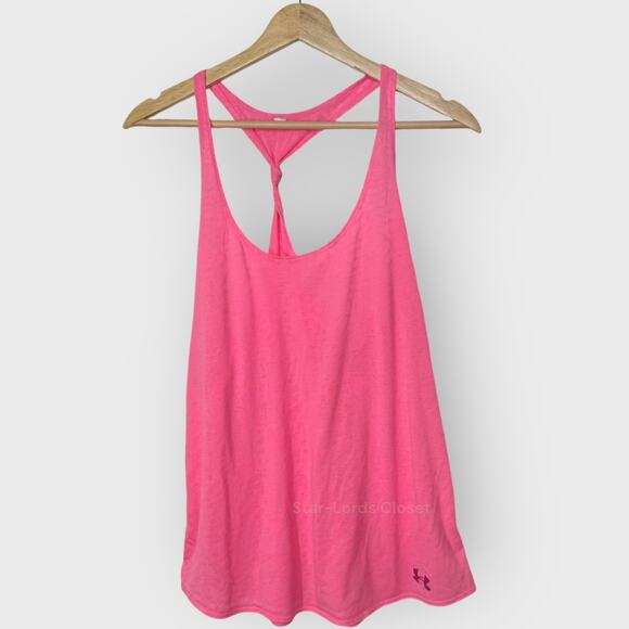 Under Arrmour Tank Top I Fits S/M Pink Leopard Print Twisted Tie Racerback Gym - Picture 1 of 4